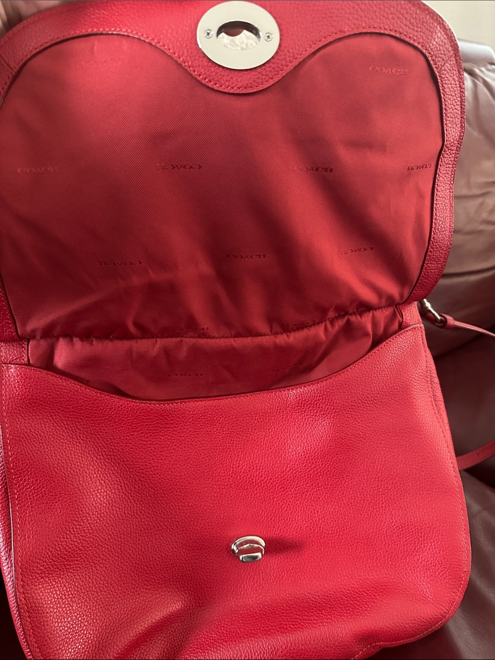 Coach Red Pebbled Leather Crossbody Shoulder Bag - Picture 2 of 2